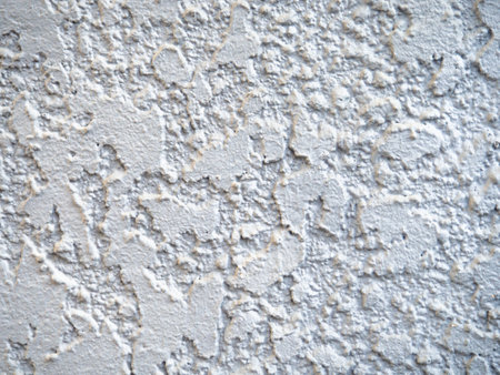 Rough light surface. Background from a stone wall. Cement stains. House cladding. White backgroundの写真素材