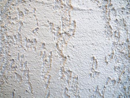 Rough light surface. Background from a stone wall. Cement stains. House cladding. White backgroundの写真素材