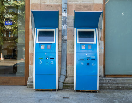 ATM on the streets of cities. Bank communications. Payment Systems. Using an ATM.の写真素材