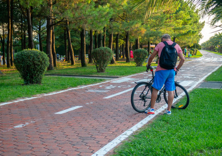 Bike lane concept. Healthy lifestyle. Urban space in a modern resort.  cyclist. Smart urbanism....