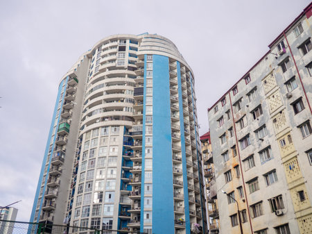 Apartment building for the local population. Architecture of the southern city. Tall panel house. Housingの写真素材