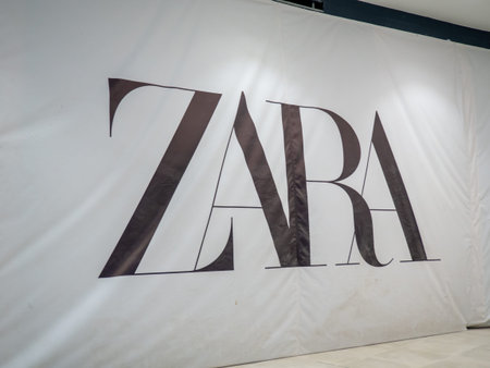 Batumi, Georgia.10.10.2023 Shopping center corridors. Zara store before opening. A store of a famous...