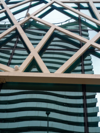 Abstract facade of a modern shopping center. Abstract architecture. Part of a modern building