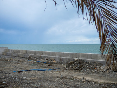 Reconstruction of the embankment of the resort town. Improvement works. Infrastructure repair.の写真素材