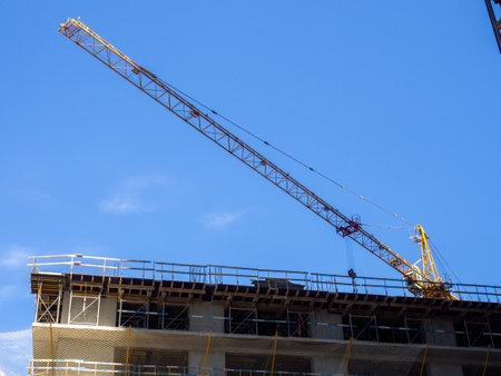 Construction of a multi-storey building. Housing industry. A place for people to settle. Modern architectureの写真素材
