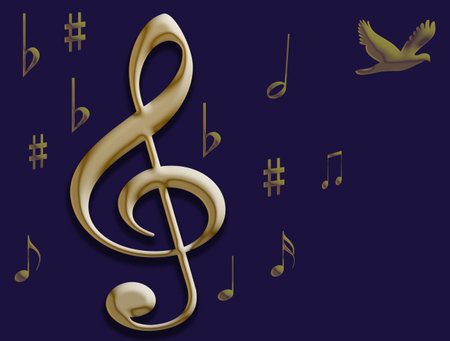 Music gives the dove wingsの写真素材