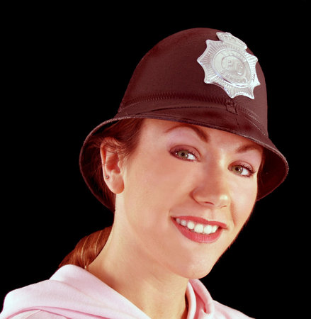 Arresting young lady in her police helmetの写真素材