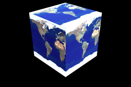 Cubed World showing the Western hemisphere 3D