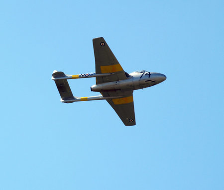 Vampire  jet fighter taking part at an airshow     