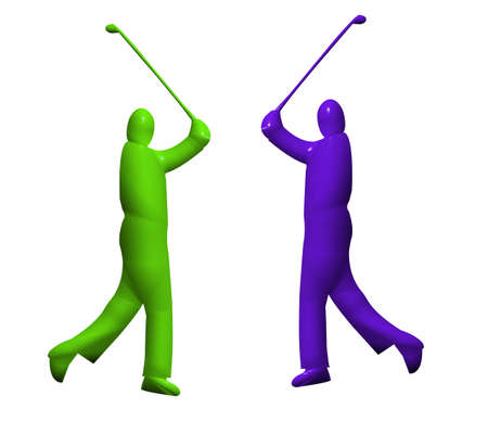 3D model of a male golfer swingingの写真素材