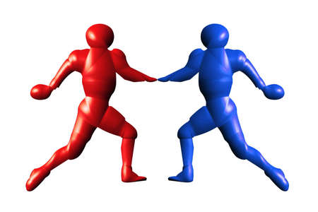 Two 3D statues of american footballersの写真素材