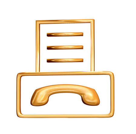 Golden 3D internet sign of a fax machineの写真素材