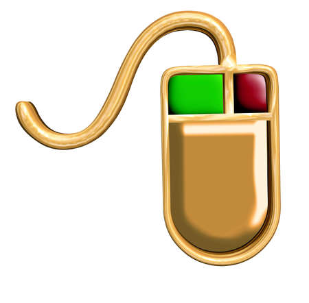 Internet sign for a golden mouse in 3dの写真素材