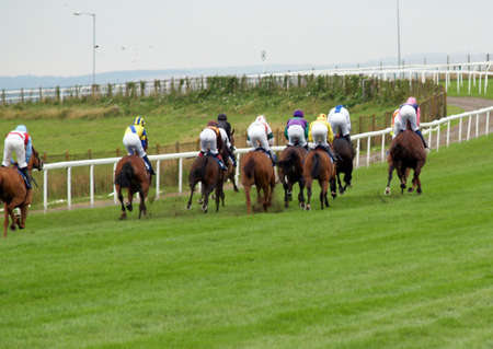 Racing the horses going round the bend     の写真素材