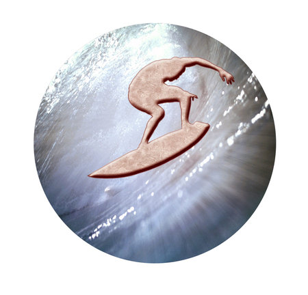 CD label for sport type events like surfingの写真素材