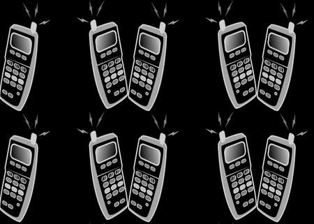 Mobiles makinmg a vibrant background in blackの写真素材