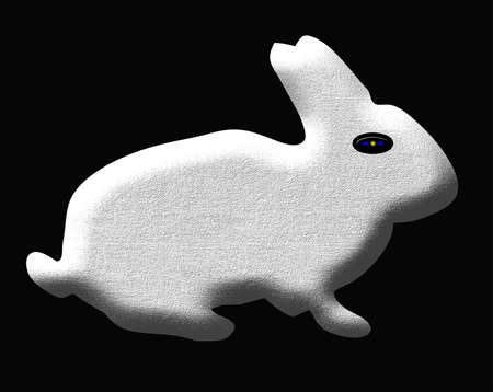 Easter or Sringtime background with a skulpture of the white rabbitの写真素材