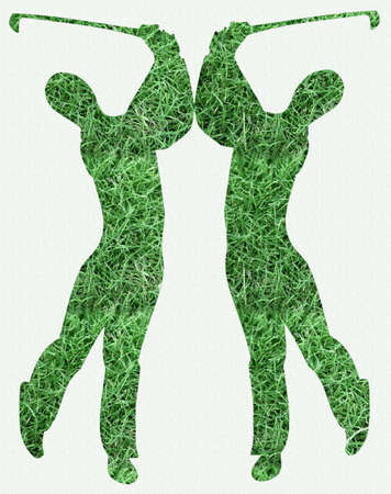 Golfers in grass they are spreading greens around the worldの写真素材