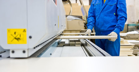 The operator works in wood machine