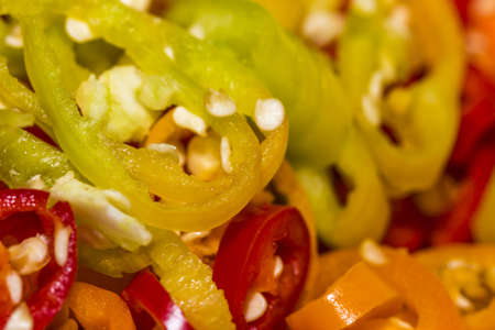 red pepper and green pepperの写真素材