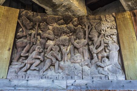 sculpture carved of wood in Thailandの写真素材