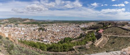Panorama view of the town of Sagunto from the roman castle fortification near Valencia, Spainの写真素材