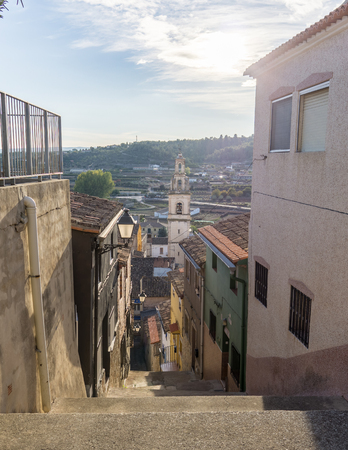 Panorama view of Chella Valencia Spain Canal de Navarres down the stairsの写真素材