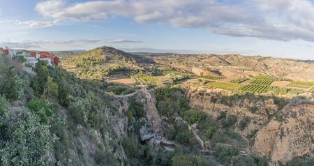 Waterfall panorama view from the town Chella Valencia Spain Canal de Navarresの写真素材