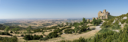 Castle of Loarre and surroundings, Hoya de Huesca Gigapan Loarre Aragon Huesca Spainの写真素材