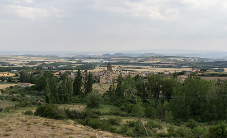 Panoramic views of Loarre, Aragon, Huesca, Spain from atop the village, Castle of Loarreの写真素材