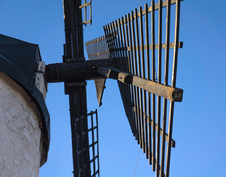 Windmill blades detail in cerro Calderico, Consuegra, Toledo, Castilla-La Mancha, Spainの写真素材