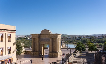 Rear view of the Bridge Gate Cordoba, Spain, located in front of the the Roman Bridge.の写真素材