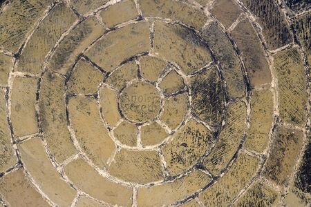Medieval carved stone vault whose key appears date of construction 1557. Bell tower church 16th century Late Gothic buildingの写真素材