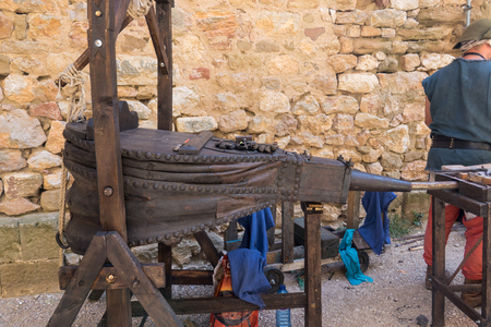 traditional forging bellows made of wood and leather, used in forging workの写真素材