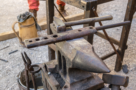 anvil, forging tools, hammer, iron parts to workの写真素材