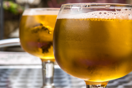 cold beer drink Water drops on glass of beerの写真素材