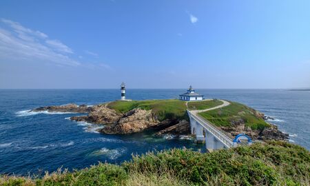 The Pancha island lighthouse Cantabrian Sea Ribadeo Galicia Spainの写真素材