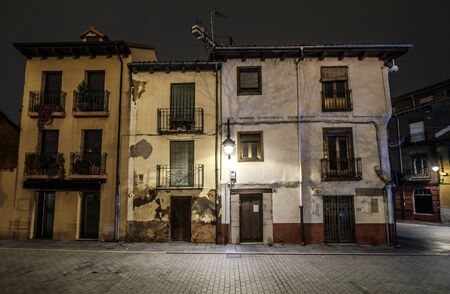Night shot Barrio Humedo, humid district, of Leon old town Castilla y Leon, Spainの写真素材