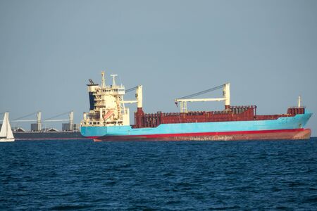 cargo ship skyline sailing Transport and logistics, export, merchandise sea transportsの写真素材