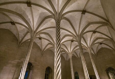 Palma de Mallorca Lonja Night lighting. Majorca gothic architecture. Roof of the market of the gothic civil. Balearic islands Spainの写真素材