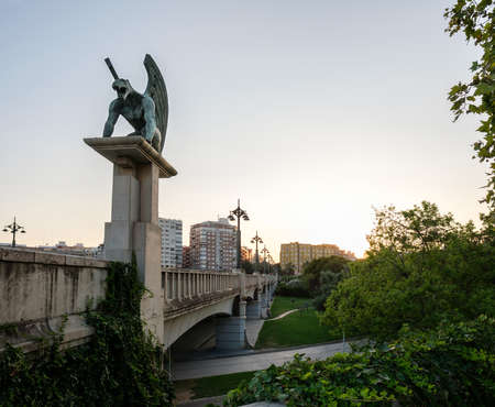 Bridge Angel Custodio in Valencia city gargoyle sculptureの写真素材