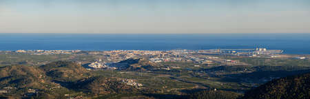 Sagunto town, roman castle fortification, port of mediterranean sea, near Valencia Spain, Panorama viewの写真素材