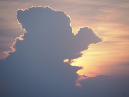 sunset above the lakeの写真素材