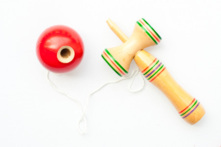 Kendama traditional Japanese toy isolated on white backgroundの写真素材