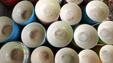 dirty bowlの写真素材