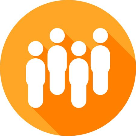 A round orange icon for the mobile that represents the phone bookのイラスト素材