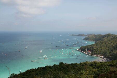 View point on mountain koh larn island see blue sea in thailand の素材