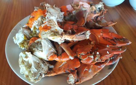 Steamed crab legs , seafood, thai style in thailandの写真素材