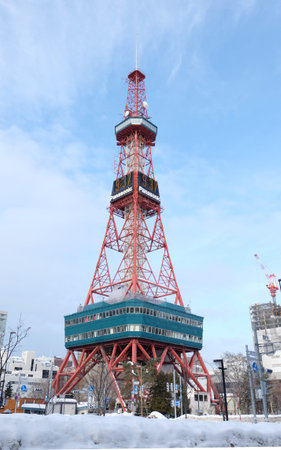 Sapporo, Japan - january 20, 2017 : View of the Sapporo TV Tower snow in winter in Sapporo, Hokkaido, Japan on january 20, 2017.のeditorial素材