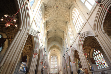 BATH, GREAT BRITAIN - DECEMBER 6, 2013: This is the interior of The Abbey Church of Saint Peter and Saint Paul.のeditorial素材